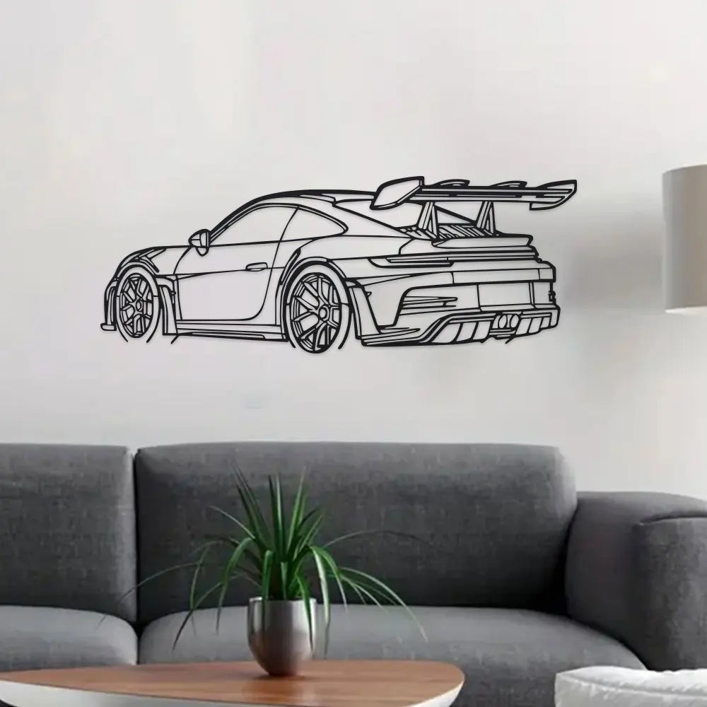 Car Metal Wall Art with Spoiler & Exhaust Pipes