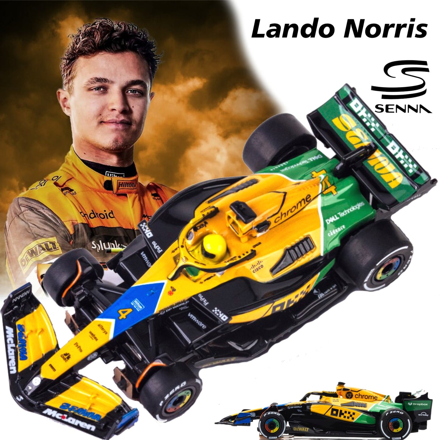 AFX 22120 McLaren F1 MCL38 #4 Lando Norris Ayrton Senna 2024 HO Slot Car