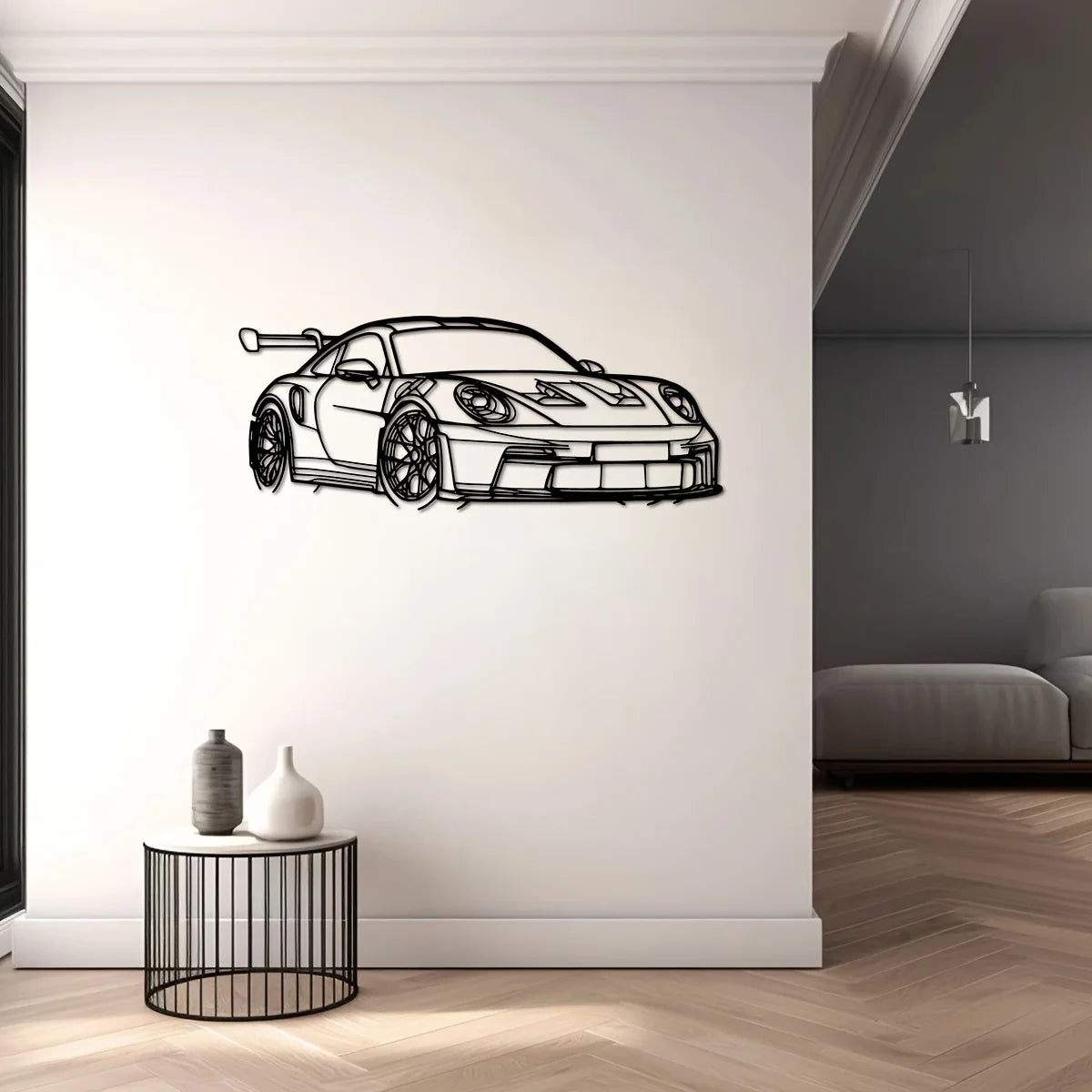 1pc for Supercar Metal Wall Art - 15.75" x 6.32" Dynamic Racing Car Outline Sculpture