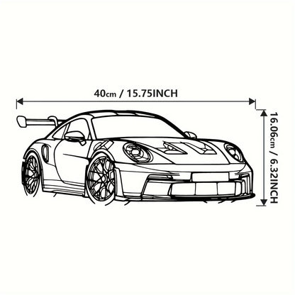 1pc for Supercar Metal Wall Art - 15.75" x 6.32" Dynamic Racing Car Outline Sculpture