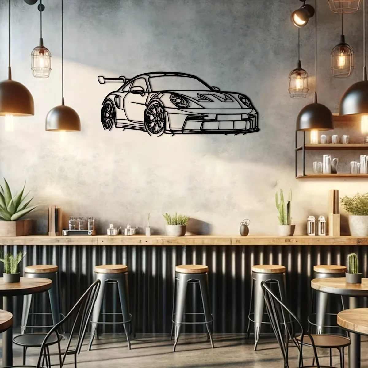 1pc for Supercar Metal Wall Art - 15.75" x 6.32" Dynamic Racing Car Outline Sculpture