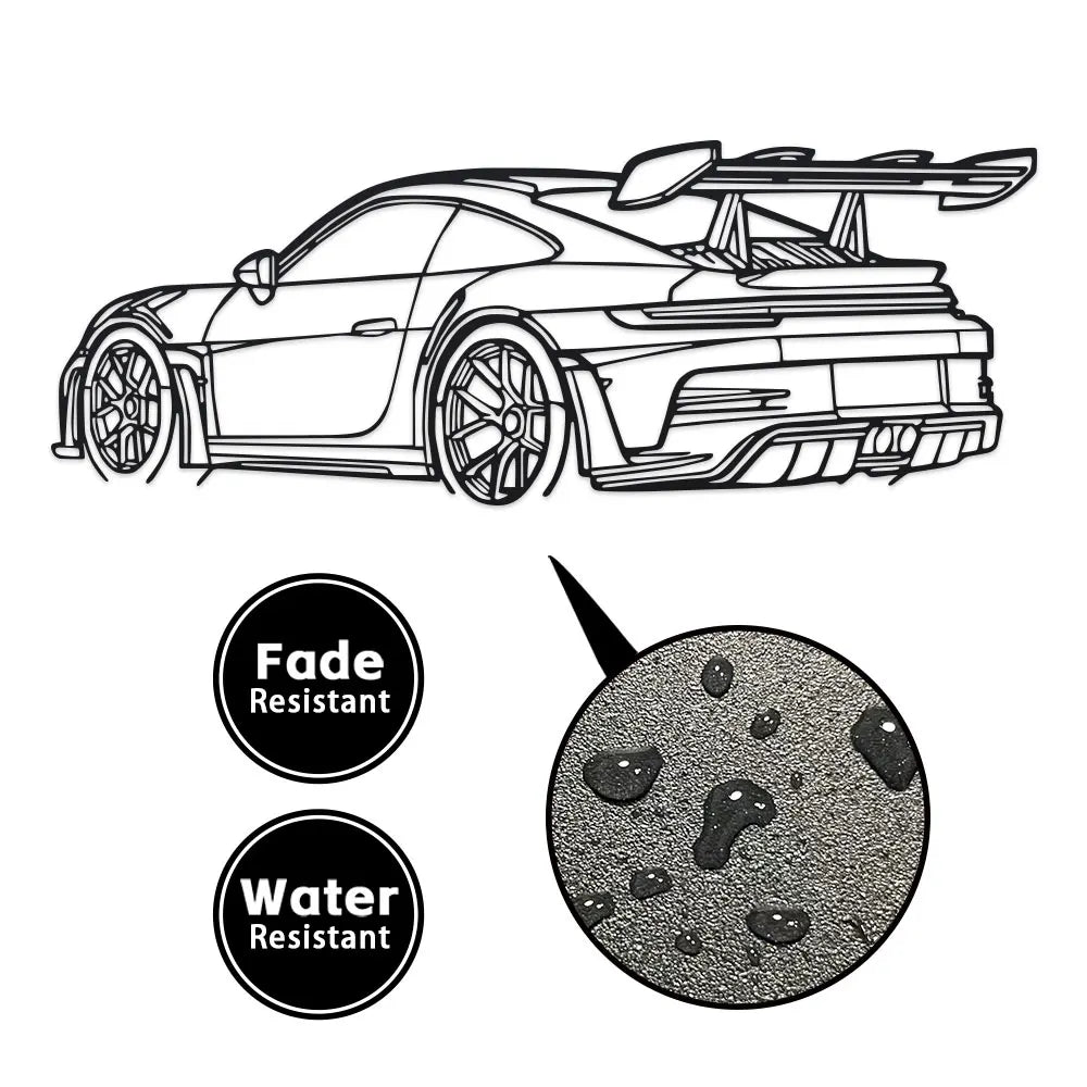 Car Metal Wall Art with Spoiler & Exhaust Pipes
