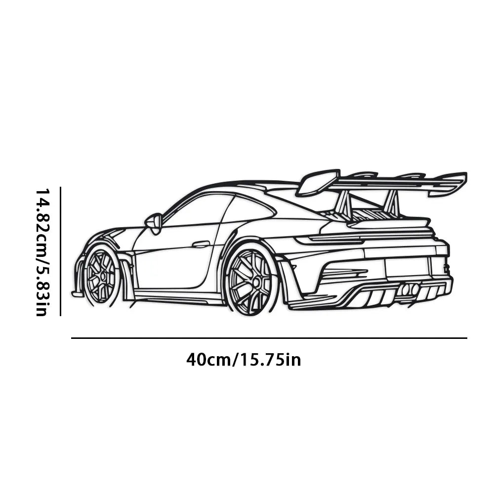 Car Metal Wall Art with Spoiler & Exhaust Pipes