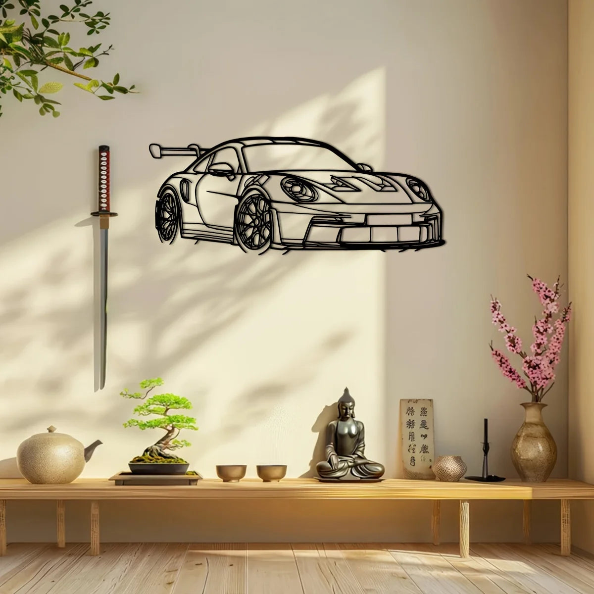1pc for Supercar Metal Wall Art - 15.75" x 6.32" Dynamic Racing Car Outline Sculpture